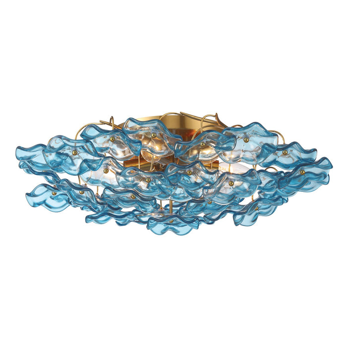 Crystorama - ESM-4000-AG-BL - Six Light Semi Flush Mount - Esme - Aged Brass