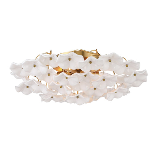 Esme Six Light Semi Flush Mount Aged Brass