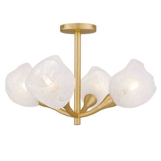 Adelyn Four Light Semi-Flush Mount Gold Leaf