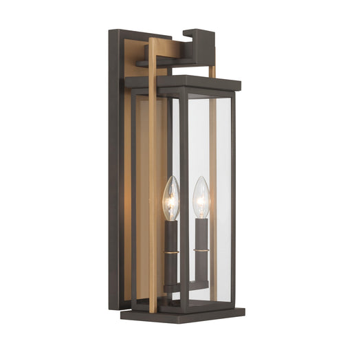 Lendel Two Light Outdoor Wall Sconce Twilight Bronze + Textured Gold