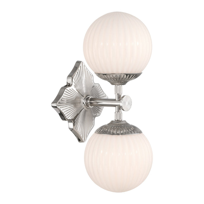 Crystorama - ORY-1002-PN-WH - Two Light Wall Sconce - Orly - Polished Nickel