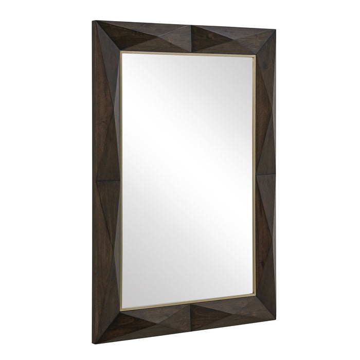 Uttermost - 08285 - Mirror - Diamond In The Rough - Dark Walnut Stain With A Brass Plated Stainless Steel
