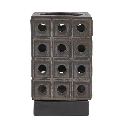 Lattice Candleholder Distressed Brown