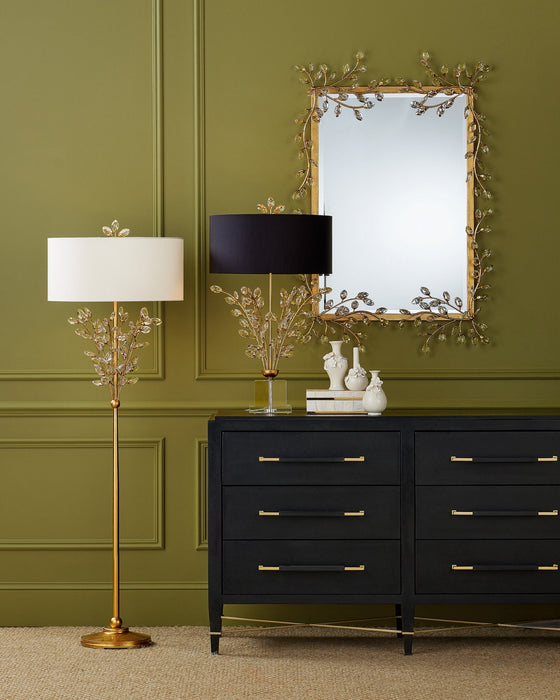 Currey and Company - 1000-0161 - Mirror - Forget-Me-Not - Clear/Chinois Gold Leaf
