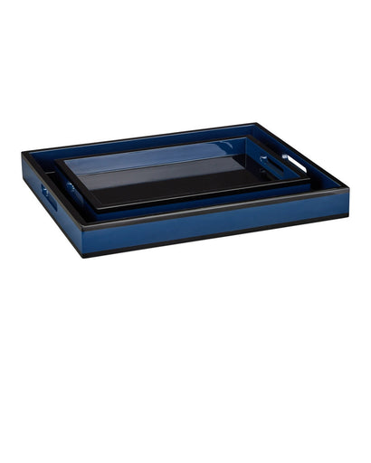 Lacquer Tray Set of 2 Navy/Black
