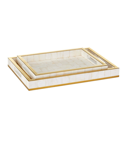 Currey and Company - 1200-1021 - Tray Set of 2 - Casey - Natural/Brass