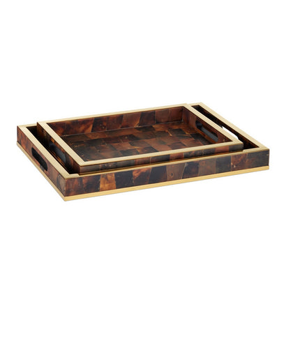 Casey Tray Set of 2 Natural/Brass