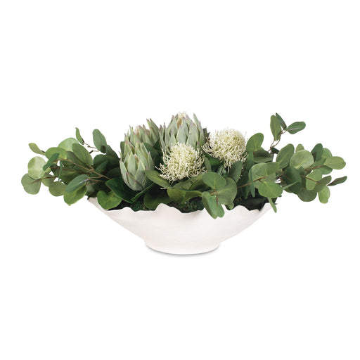 Protea Blooms Bowl Centerpiece White