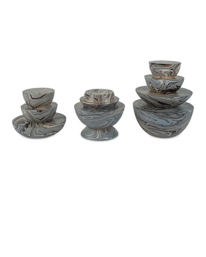 Marbleized Box Set of 3 Marbleized Gray