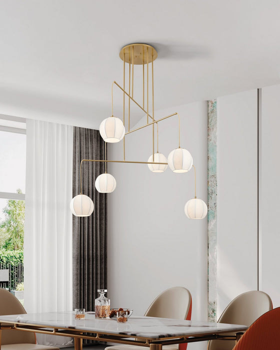 Thesis - 206927A - Six Light Chandelier - Bryony - Brushed Gold