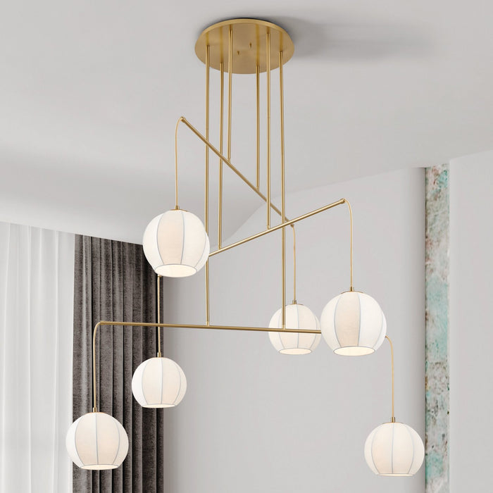 Thesis - 206927A - Six Light Chandelier - Bryony - Brushed Gold