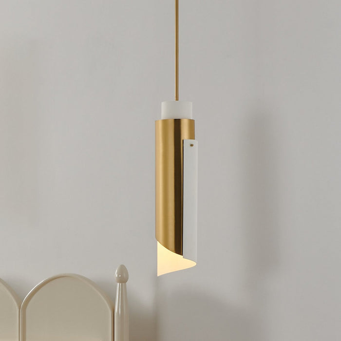 Thesis - 206929A - One Light Pendant - Enzio - Brushed Gold, Matte White