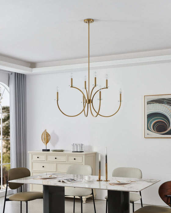 Thesis - 206933A - Eight Light Chandelier - Florian - Brushed Gold, Clear
