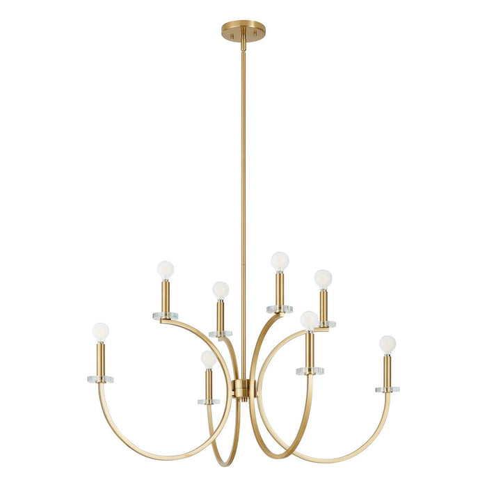 Thesis - 206933A - Eight Light Chandelier - Florian - Brushed Gold, Clear