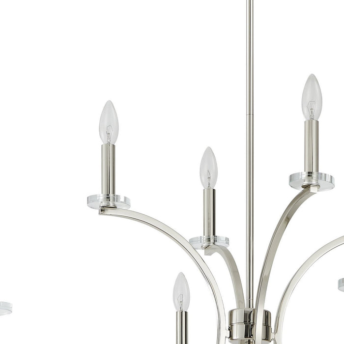 Thesis - 206934A - Eight Light Chandelier - Florian - Polished Nickel, Clear