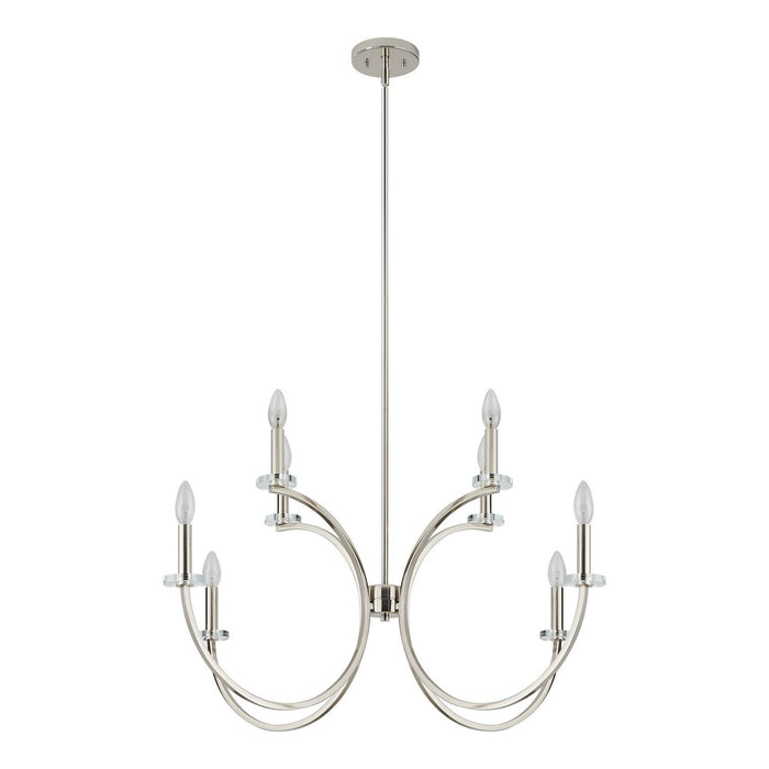 Thesis - 206934A - Eight Light Chandelier - Florian - Polished Nickel, Clear