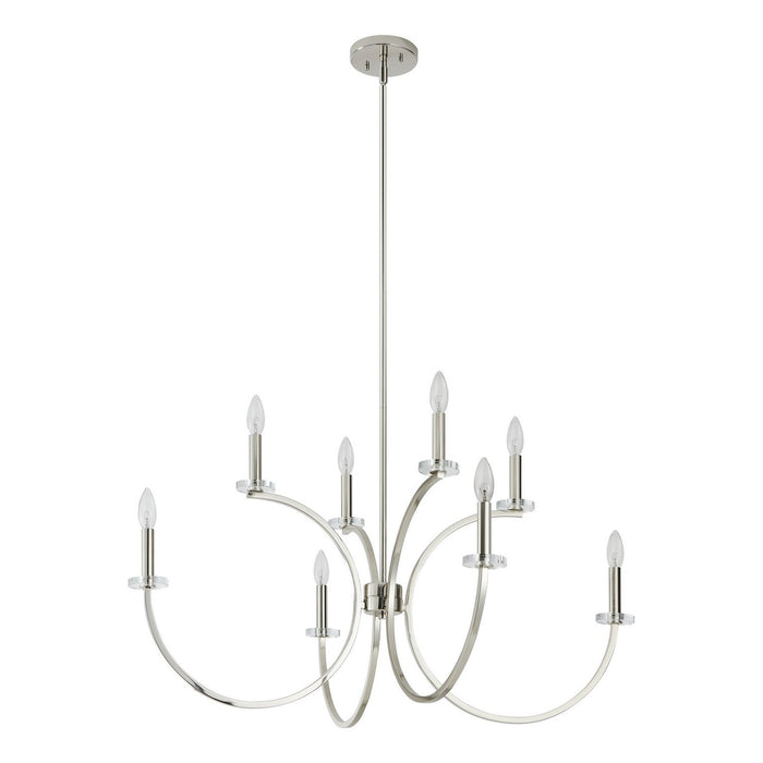 Thesis - 206934A - Eight Light Chandelier - Florian - Polished Nickel, Clear