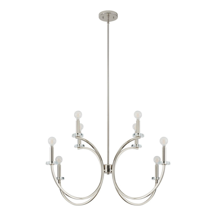 Thesis - 206934A - Eight Light Chandelier - Florian - Polished Nickel, Clear