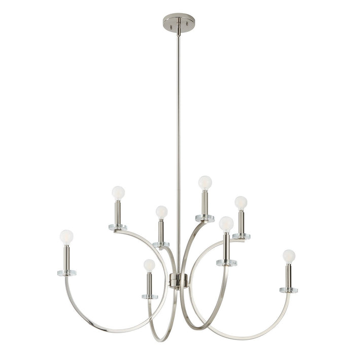Thesis - 206934A - Eight Light Chandelier - Florian - Polished Nickel, Clear