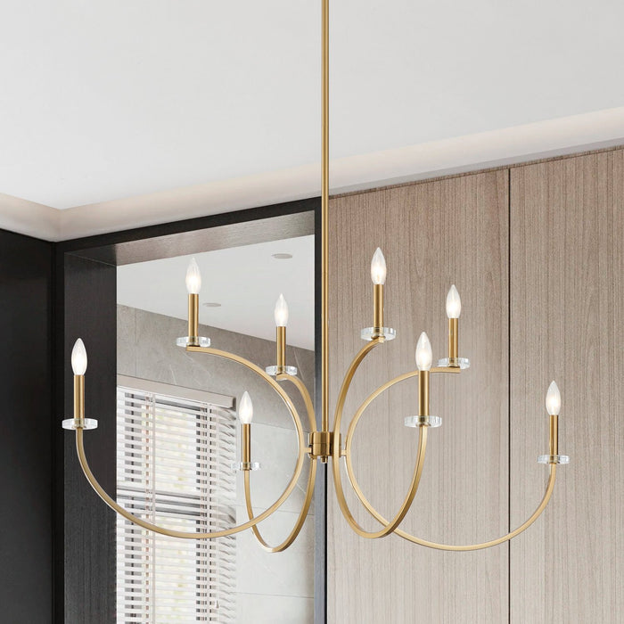 Thesis - 206935A - Eight Light Chandelier - Florian - Brushed Gold, Clear