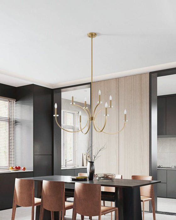 Thesis - 206935A - Eight Light Chandelier - Florian - Brushed Gold, Clear