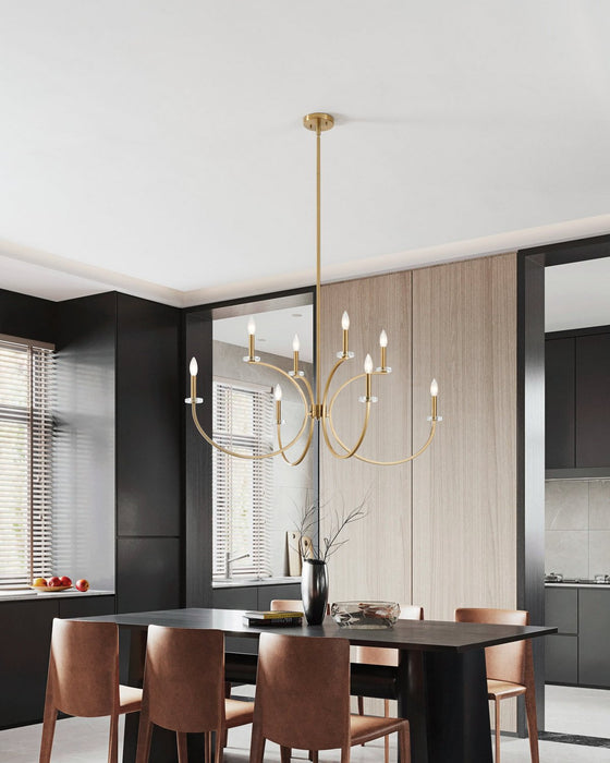Thesis - 206935A - Eight Light Chandelier - Florian - Brushed Gold, Clear