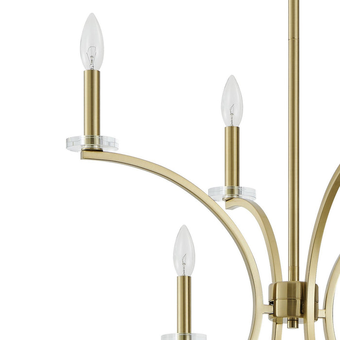 Thesis - 206935A - Eight Light Chandelier - Florian - Brushed Gold, Clear