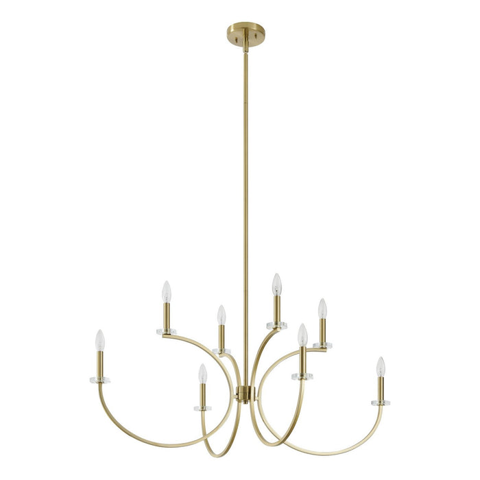 Thesis - 206935A - Eight Light Chandelier - Florian - Brushed Gold, Clear