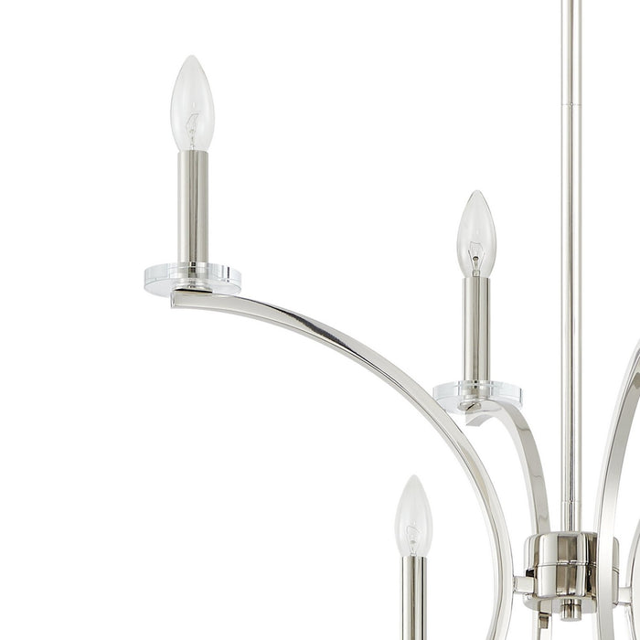 Thesis - 206936A - Eight Light Chandelier - Florian - Polished Nickel, Clear