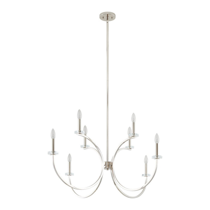 Thesis - 206936A - Eight Light Chandelier - Florian - Polished Nickel, Clear