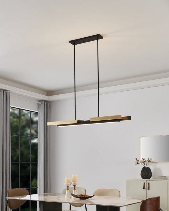 Thesis - 206938A - LED Linear Pendant - Grazia - Matte Black/Brushed Gold