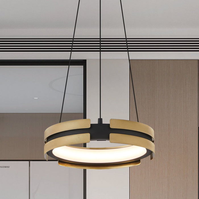 Thesis - 206939A - LED Pendant - Grazia - Matte Black/Brushed Gold