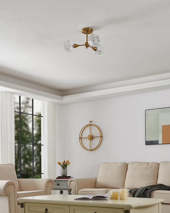 Thesis - 206945A - Three Light Semi-Flush Mount - Helena - Brushed Gold