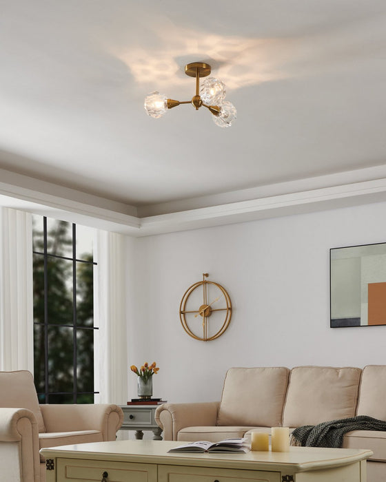 Thesis - 206945A - Three Light Semi-Flush Mount - Helena - Brushed Gold