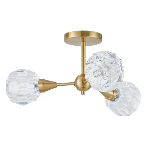 Helena Three Light Semi-Flush Mount Brushed Gold