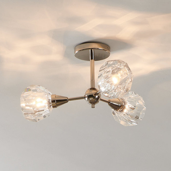 Thesis - 206946A - Three Light Semi-Flush Mount - Helena - Polished Nickel