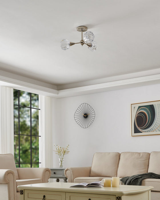 Thesis - 206946A - Three Light Semi-Flush Mount - Helena - Polished Nickel