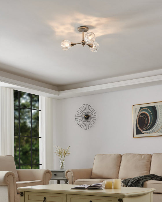 Thesis - 206946A - Three Light Semi-Flush Mount - Helena - Polished Nickel