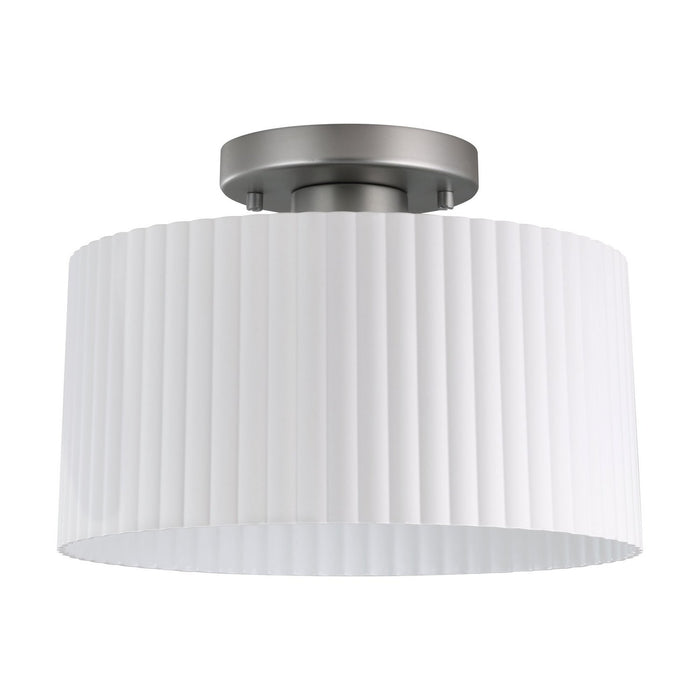 Thesis - 206961A - One Light Semi-Flush Mount - Leilani - Brushed Nickel, Matte White