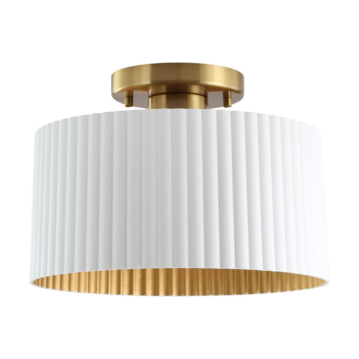 Thesis - 206963A - One Light Semi-Flush Mount - Leilani - Brushed Gold, Matte White