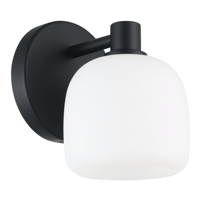 Thesis - 206997A - One Light Wall Sconce - Valentina - Matte Black, Etched Opal