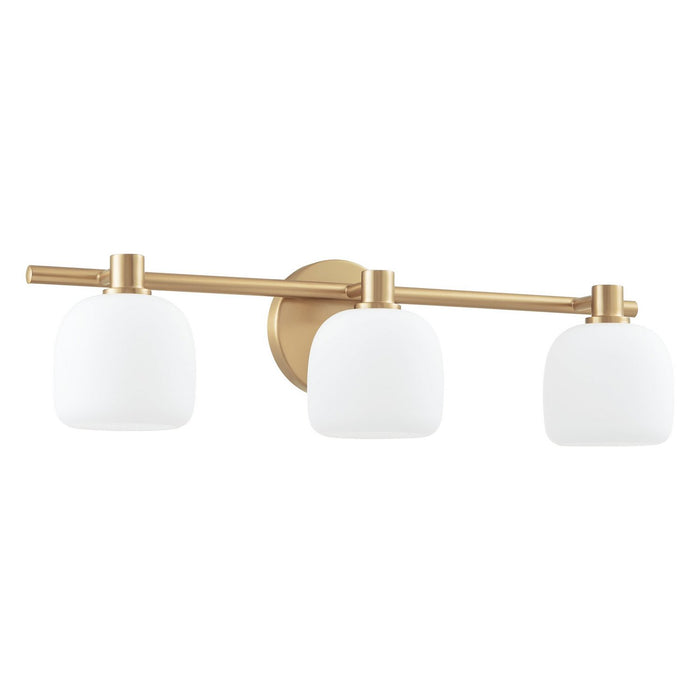 Thesis - 207013A - Three Light Vanity - Valentina - Champagne Gold, Etched Opal