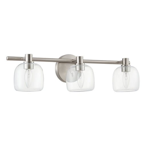 Valentina Three Light Vanity Brushed Nickel, Clear