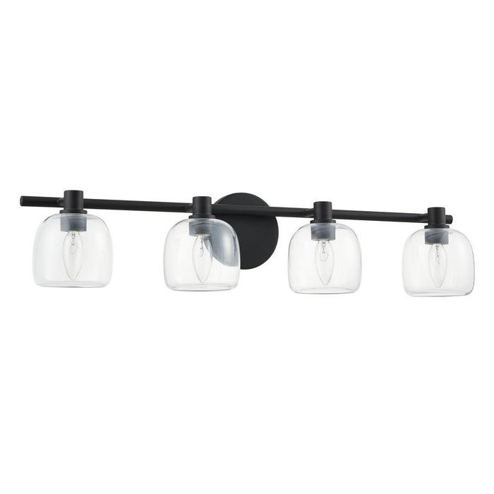 Thesis - 207016A - Four Light Vanity - Valentina - Matte Black, Clear