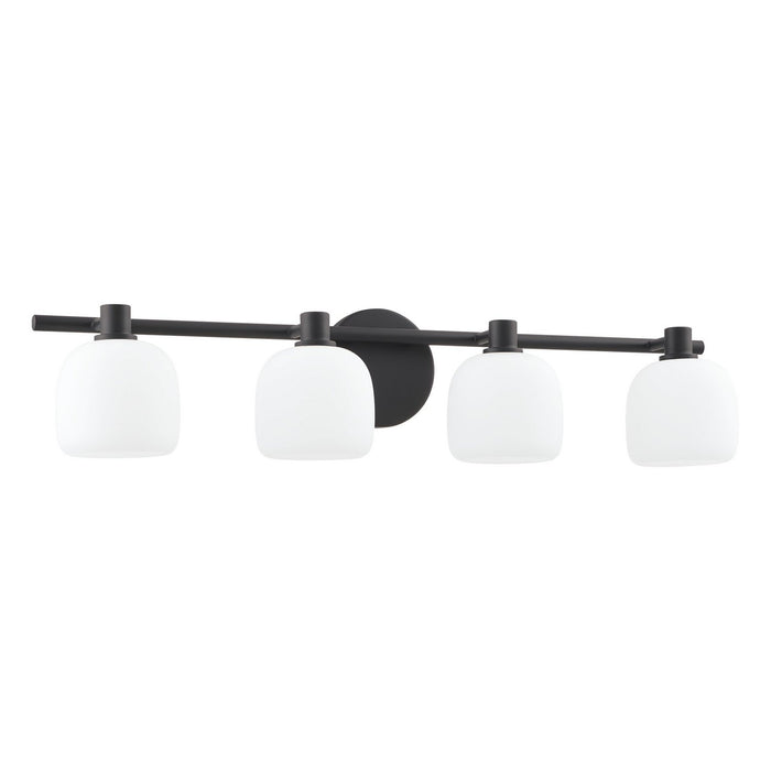 Thesis - 207017A - Four Light Vanity - Valentina - Matte Black, Etched Opal