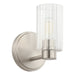 Thesis - 207027A - One Light Wall Sconce - Bedminster - Brushed Nickel, Clear Ribbed