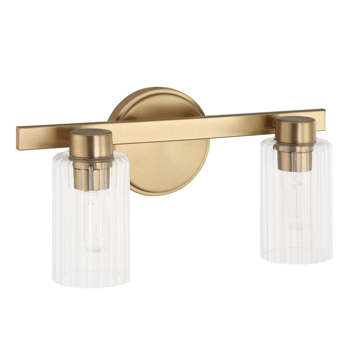 Thesis - 207032A - Two Light Vanity - Bedminster - Champagne Gold, Clear Ribbed