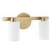 Thesis - 207033A - Two Light Vanity - Bedminster - Champagne Gold, Opal Ribbed