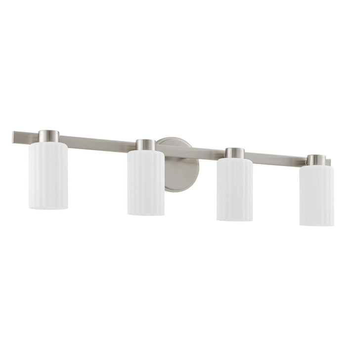 Thesis - 207048A - Four Light Vanity - Bedminster - Brushed Nickel, Opal Ribbed