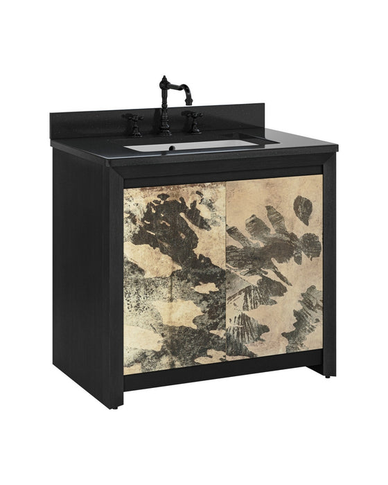 Currey and Company - 3800-0014 - 36" Vanity with Rectangular Undermount Sink - Karlson - Stained Vellum/Caviar Black & Faux Bone/Black/White